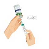 Manifesto dell'iniezione antinfluenzale con le mani dell'illustrazione di vettore di medico illustrazione vettoriale Manifesto dell'iniezione antinfluenzale con le mani dell'illustrazione di vettore di medico illustrazione vettoriale