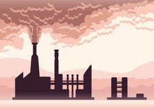 Manifesto dell'inquinamento ambientale Fumo da un camino della fabbrica Illustrazione di vettore con lo spazio della copia Immagine Stock Manifesto dell'inquinamento ambientale Fumo da un camino della fabbrica Illustrazione di vettore con lo spazio della copia Immagine Stock