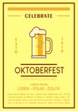 Manifesto di giorno di Oktoberfest nella retro linea di stile illustrazione di stock Manifesto di giorno di Oktoberfest nella retro linea di stile illustrazione di stock