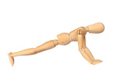 Maniquí de madera articulado que hace pectorales imagen de archivo Maniquí de madera articulado que hace pectorales imagen de archivo