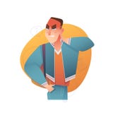 Manligt tecken i plan stil för tecknad film Vektorfolkutbildning royaltyfri illustrationer Manligt tecken i plan stil för tecknad film Vektorfolkutbildning royaltyfri illustrationer