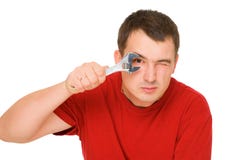 Mann mit Schlüssel lizenzfreies stockbild Mann mit Schlüssel lizenzfreies stockbild