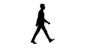 Mannen går till ett affärsmöte, tänker om pengar och gagnar Vit bakgrund silhouette arkivfilmer Mannen går till ett affärsmöte, tänker om pengar och gagnar Vit bakgrund silhouette arkivfilmer