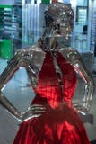 Mannequin of a woman in a red dress with a deep neckline. 06 .01. 2018 Odessa Ukraine stock photography Mannequin of a woman in a red dress with a deep neckline. 06 .01. 2018 Odessa Ukraine stock photography