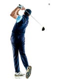 Manngolfspielergolf spielen lokalisiert mit Hintergrund lizenzfreie stockbilder Manngolfspielergolf spielen lokalisiert mit Hintergrund lizenzfreie stockbilder