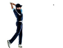 Manngolfspielergolf spielen lokalisiert mit Hintergrund lizenzfreie stockfotos Manngolfspielergolf spielen lokalisiert mit Hintergrund lizenzfreie stockfotos