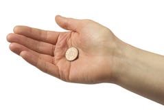 Mano che tiene un penny Mano che tiene un penny