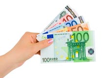 Mano con euro soldi fotografia stock libera da diritti Mano con euro soldi fotografia stock libera da diritti