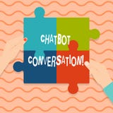 Mano concettuale che scrive mostrando conversazione di Chatbot Foto di affari che montra chiacchierata con artificiale di aiuto v fotografia stock libera da diritti Mano concettuale che scrive mostrando conversazione di Chatbot Foto di affari che montra chiacchierata con artificiale di aiuto v fotografia stock libera da diritti