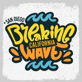 Mano del diseño de la resaca de San que practica surf Diego California United States Usa dibujada poniendo letras al tipo Logo Si ilustración del vector Mano del diseño de la resaca de San que practica surf Diego California United States Usa dibujada poniendo letras al tipo Logo Si ilustración del vector