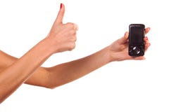Mano della donna e telefono mobile. Immagine Stock Mano della donna e telefono mobile. Immagine Stock