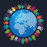 Mano humana Europa de la diversidad y mapa de África stock de ilustración Mano humana Europa de la diversidad y mapa de África stock de ilustración