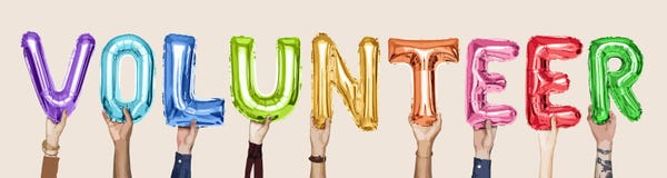 Manos que celebran el ejemplo del voluntario de la palabra stock de ilustración Manos que celebran el ejemplo del voluntario de la palabra stock de ilustración