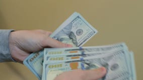 Mans händer som räknar pengardollarräkningar close upp lager videofilmer Mans händer som räknar pengardollarräkningar close upp lager videofilmer