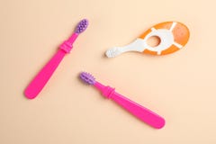 Manual toothbrushes for children Royalty Free Stock Photography Manual toothbrushes for children Royalty Free Stock Photography