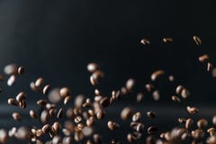 Many flying coffee beans