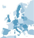 Map of Europe in blue