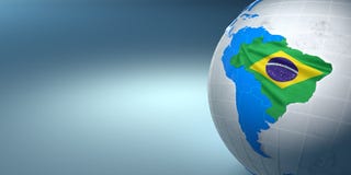 Map Of The Brazil On Earth In The National Colors Royalty Free Stock Photo