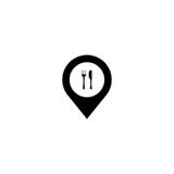Map pointer with restaurant icon. Vector illustration on white background stock illustration Map pointer with restaurant icon. Vector illustration on white background stock illustration