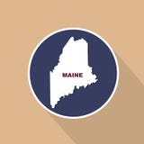 Map of the U.S. state of Maine on a blue background. State name. stock illustration Map of the U.S. state of Maine on a blue background. State name. stock illustration