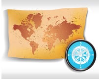 Map With Compass Stock Photography