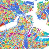 Mapa colorido do vetor de Boston ilustração royalty free Mapa colorido do vetor de Boston ilustração royalty free