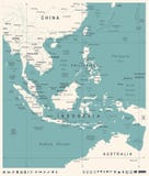 Mapa de Asia sudoriental - ejemplo del vector del vintage stock de ilustración Mapa de Asia sudoriental - ejemplo del vector del vintage stock de ilustración
