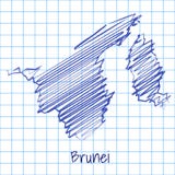 Mapa de Brunei, fondo azul del extracto del bosquejo libre illustration Mapa de Brunei, fondo azul del extracto del bosquejo libre illustration