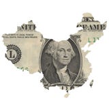 Mapa de China en un billete de dólar imagenes de archivo Mapa de China en un billete de dólar imagenes de archivo