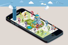 Mapa de la ciudad con pernos y una casa inteligente Mapa de la ciudad con pernos y una casa inteligente