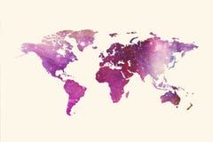 Mapa del mundo multicolor artístico del extracto en un fondo blanco stock de ilustración Mapa del mundo multicolor artístico del extracto en un fondo blanco stock de ilustración