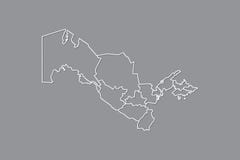 Mapa del vector de Uzbekistán con las fronteras de regiones usando color gris en el ejemplo oscuro del fondo libre illustration Mapa del vector de Uzbekistán con las fronteras de regiones usando color gris en el ejemplo oscuro del fondo libre illustration