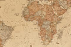 Mapa geográfico antiguo de África fotografía de archivo libre de regalías Mapa geográfico antiguo de África fotografía de archivo libre de regalías