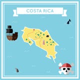Mapa liso do tesouro de Costa Rica ilustração do vetor Mapa liso do tesouro de Costa Rica ilustração do vetor