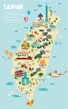 Mapa precioso del viaje de Taiwán stock de ilustración Mapa precioso del viaje de Taiwán stock de ilustración