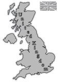 Mappa BRITANNICA grigia con Grey Flag illustrazione di stock Mappa BRITANNICA grigia con Grey Flag illustrazione di stock