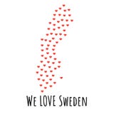 Mappa con i cuori rossi - simbolo della Svezia di amore sottragga la priorità bassa Fotografia Stock Libera da Diritti Mappa con i cuori rossi - simbolo della Svezia di amore sottragga la priorità bassa Fotografia Stock Libera da Diritti