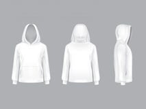 Maquette de vecteur avec le hoodie blanc réaliste illustration stock Maquette de vecteur avec le hoodie blanc réaliste illustration stock