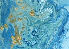 Marbled Blue And Golden Abstract Background. Liquid Marble Pattern Royalty Free Stock Photography Marbled Blue And Golden Abstract Background. Liquid Marble Pattern Royalty Free Stock Photography