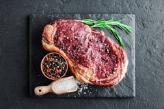 Marbling Ribeye Steak On Slate Board Royalty Free Stock Photos