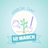 12 March Arbor Day. Calendar for each day on March 12. Greeting card. Holiday - Arbor Day. Icon in the linear style royalty free illustration 12 March Arbor Day. Calendar for each day on March 12. Greeting card. Holiday - Arbor Day. Icon in the linear style royalty free illustration