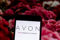 March 10, 2019, Brazil. Avon logo on the mobile device screen. Avon is a North American cosmetics company based in New York stock photos March 10, 2019, Brazil. Avon logo on the mobile device screen. Avon is a North American cosmetics company based in New York stock photos