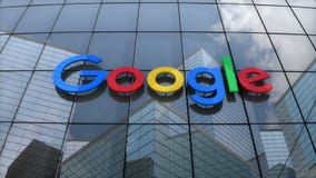 Editorial, Google logo on glass building.