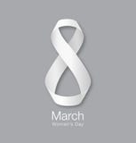 March 8 - International Womens Day Design of greeting card. Realistic white ribbon background. Vector illustration Vector Illustration March 8 - International Womens Day Design of greeting card. Realistic white ribbon background. Vector illustration Vector Illustration