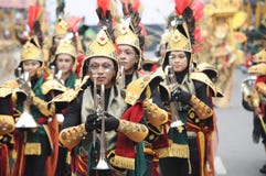 Marching Band at Jember Fashion Carnival stock photos Marching Band at Jember Fashion Carnival stock photos