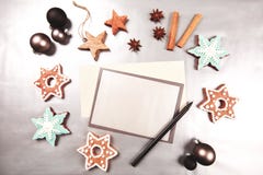 Marco del día de fiesta de la Navidad y del Año Nuevo Imágenes de archivo libres de regalías
