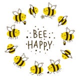 Marco redondo de las abejas lindas de la miel libre illustration Marco redondo de las abejas lindas de la miel libre illustration