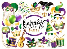Mardi Gras French traditional symbols collection - carnival masks, party decorations. Vector illustration isolated on royalty free illustration Mardi Gras French traditional symbols collection - carnival masks, party decorations. Vector illustration isolated on royalty free illustration