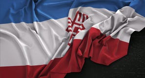 Mari El Flag Wrinkled On Dark-Hintergrund 3D übertragen vektor abbildung Mari El Flag Wrinkled On Dark-Hintergrund 3D übertragen vektor abbildung
