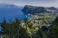 Marina of Capri seen from the mountains of the island stock photo Marina of Capri seen from the mountains of the island stock photo